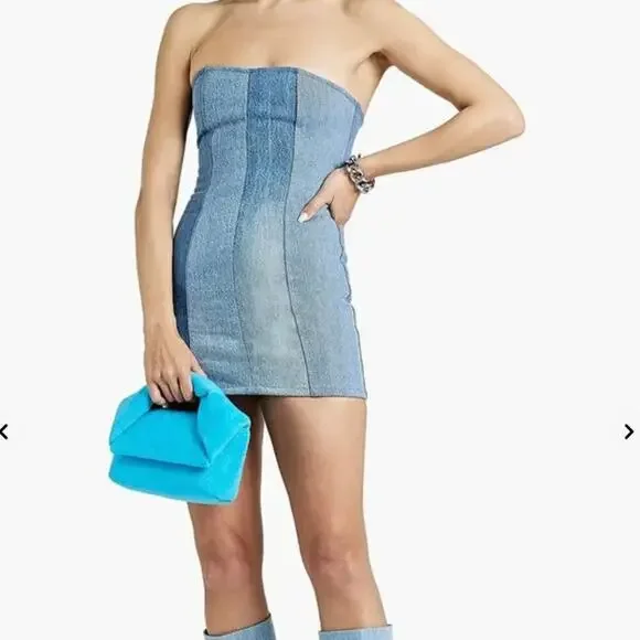 white christmas dresses Wilma Blue Denim Corset Mini Dress - US 16 main image 0